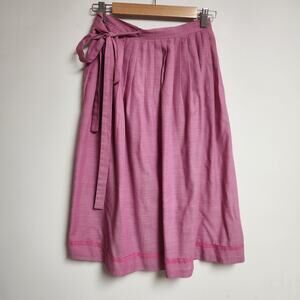 Vtg Wrap Skirt Sz 7-8 Union Made Pink Housewife Retro USA Feminine 50s 40s Fays